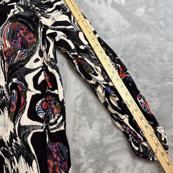 Free People Small Drift Away Tunic Dress Black White Abstract Cold Shoulder Boho - Picture 5 of 7